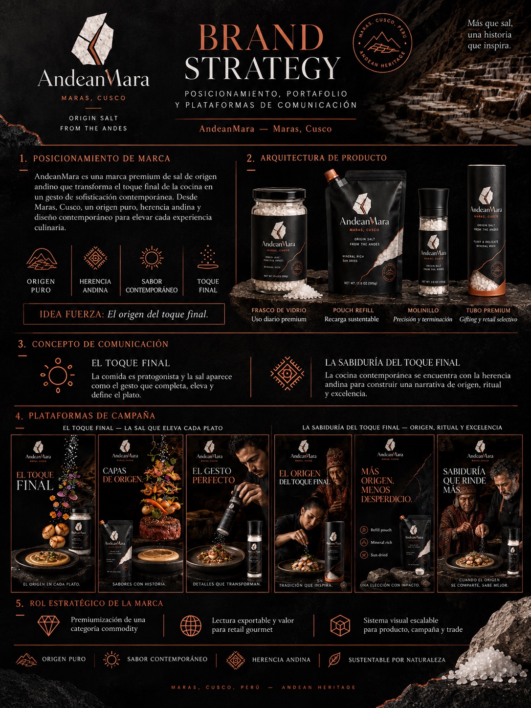 Study case visual de posicionamiento, producto y campaña Andean Mara Salt